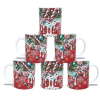 Kit 06 canecas de cerâmica branca de Natal 325ml Papai Noel Orathea