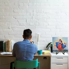 Quadro Azulejo Nossa Sra. Desatadora dos Nós Religioso com suporte Orathea - Personalize Canecas Azulejos e mais | Orathea Presentes