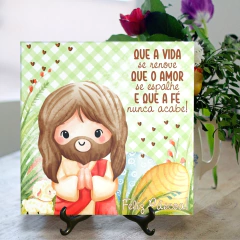 Quadro Azulejo Feliz Páscoa com suporte Orathea - Personalize Canecas Azulejos e mais | Orathea Presentes