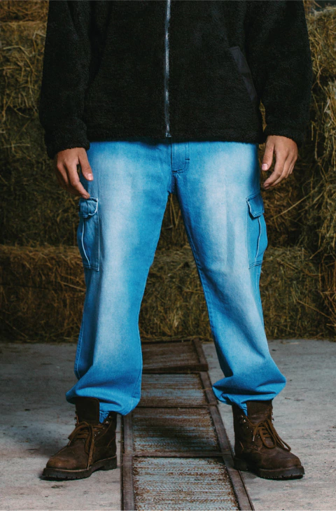 PANTALON CARGO DENIM AZUL - comprar online