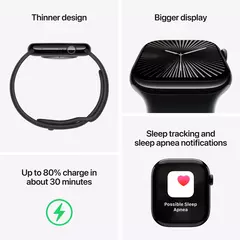 Apple Watch Series 10 (GPS) 46mm Aluminum Case with Black Sport Band - M/L - Jet Black - (2024) MWWQ3LW/A en internet
