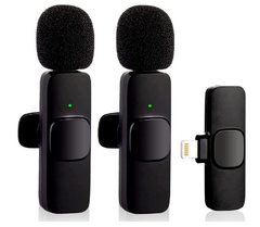 MICROFONE DE LAPELA DUPLO SEM FIO K9/2 - PARA IPHONE LIGHTNING