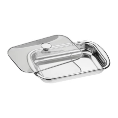 Asadera Fuente Tramontina Acero Tapa Vidrio 39cm 3,2l - comprar online