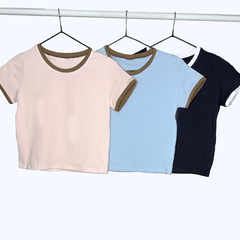 Remera lisa combinada - tienda online