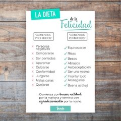 Lámina Dieta de la Felicidad
