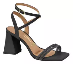 Sandália Salto Bloco Vizzano com Strass 8 cm