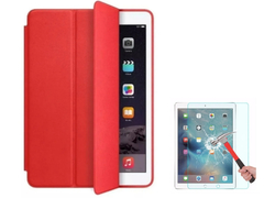 Smart Case iPad Air 2 Apple Poliuretano Sensor Sleep Preta 9.7'' Polegadas Vermelha + Película de Vidro