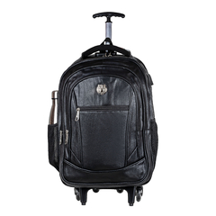 Mochila Executiva Rodinha Carrinho Couro Unissex Antifurto Notebook 50 Litros Entrada USB Preta na internet