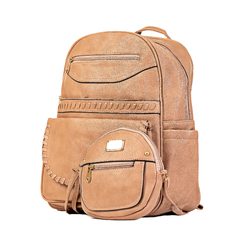 Kit Bolsa Mochila Feminina Couro Envernizado Rosa Pink + Bolsa Transversal Oval - comprar online