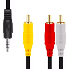 Cabo P2 Macho X 3 Rca Macho 1,5 Metro Preto - Velkro Shop