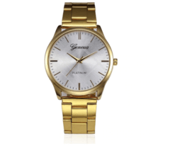 Relógio de Pulso Analógico Geneva Platinum Dourado