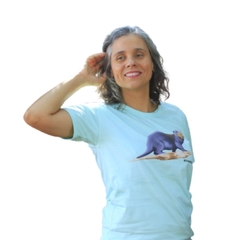 Camiseta feminina ariranha - verde-claro - 100% algodão