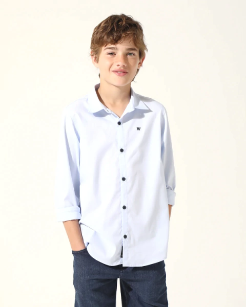 Camisa ML basic celeste WNM - comprar online