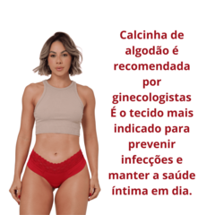 Kit 5 Calcinhas de Algodão Semi Fio Duplo Cós de Renda Sortidas Angelica - comprar online
