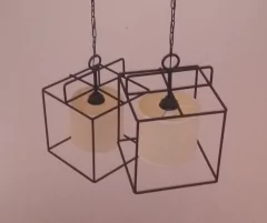Colgante canasto cubo de 2 luces con pantalla - Visión Iluminación
