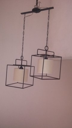 Colgante canasto cubo de 2 luces con pantalla - comprar online