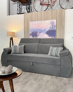 Sofá Cama Dubái "2 plazas y media", Tap. en Terciopelo Gris Topo - tienda online