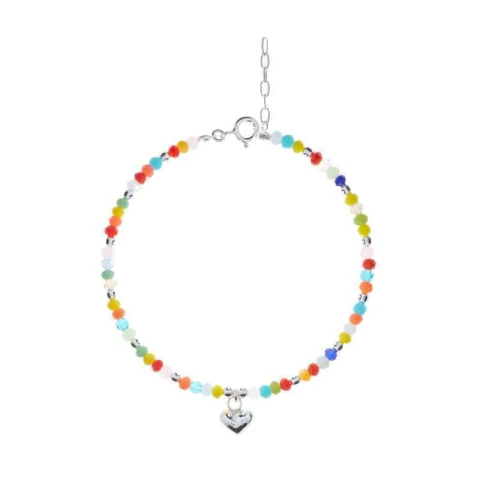 Pulsera cristales multicolor + corazon colgante - comprar online
