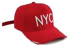 Boné Strapback Fitão Nyc New York City C/Rasgo Destroyed Aba Curva Vermelho