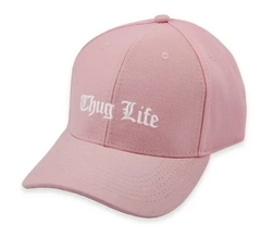 Boné Dad Hat Thug Life Regulagem Com Fitão Strabpack Aba Curva Rosa na internet