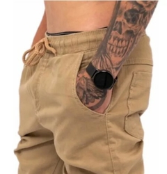 Calça Jogger Skinny Premium C/Elástico Bege (Masculina) na internet