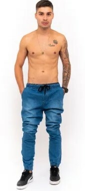 Calça Jogger Skinny Premium C/Elástico Jeans Claro (Masculina) - loja online