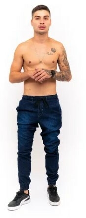 Calça Jogger Skinny Premium C/Elástico Jeans Escuro (Masculina) - loja online