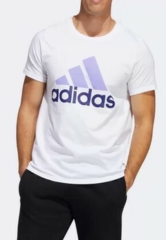 Camiseta Adidas Basic Badge 100% Algodão Roxo C/Branco (Masculina)
