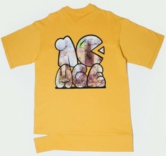 Camiseta No Age Amarela Oversized C/Rasgo Lateral Estampa Cidade Smoked - loja online