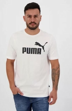 Camiseta Puma Logo Essential 100% Algodão Branca (Masculina)