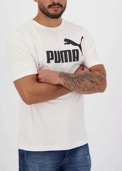 Camiseta Puma Logo Essential 100% Algodão Branca (Masculina) na internet