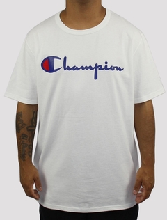 Camiseta Champion Classic Logo 100% Algodão Escrita Azul C/Branca (Masculina)