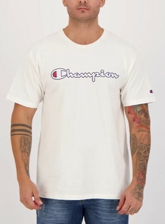 Camiseta Champion Logo Contour 100% Algodão Branca (Masculina)