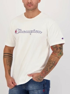 Camiseta Champion Logo Contour 100% Algodão Branca (Masculina) - comprar online