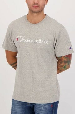 Camiseta Champion Logo Contour 100% Algodão Cinza (Masculina) - comprar online