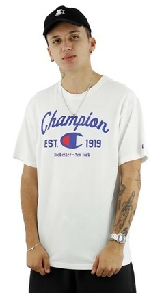 Camiseta Champion Est. 1919 New York 100% Algodão Branca (Masculina)
