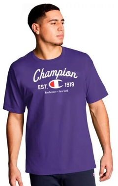 Camiseta Champion Est. 1919 New York 100% Algodão Roxa (Masculina)