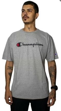 Camiseta Champion Classic Logo 100% Algodão Cinza (Masculina)
