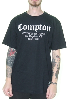 Camiseta Compton Los Angeles CA 100% Algodão Preta (Masculina) - comprar online