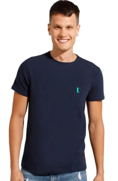 Camiseta Golf West Azul Marinho Small Logo Azul Turquesa (Masculina)
