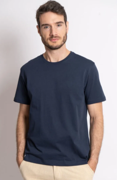 Camiseta Basicando Essencial Gola Redonda 100% Algodão Azul Marinho (Masculina)