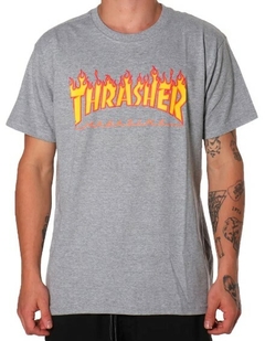 Camiseta Thrasher Flame 100% Algodão Cinza (Masculina)