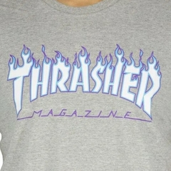 Camiseta Thrasher Flame Sky 100% Algodão Cinza (Masculina) na internet