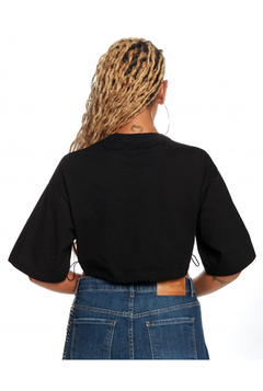 Cropped Oversized Crazy Aliens No Age - Preto (Feminino) - comprar online