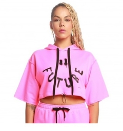 Cropped Oversized Moletom Funny Face No Age - Pink (Feminino)