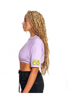 Cropped Oversized Two Colors No Age - Amarelo Neon C/Lilás (Feminino) - comprar online