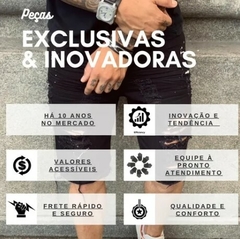 Bermuda Jeans Destroyed Rasgada Preta (Masculiina) - loja online
