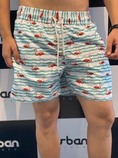 Shorts Moda Praia Level's Jeans - Flamingos na internet