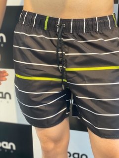 Shorts Moda Praia Level's Jeans - Preto C/ Neon Listrado - comprar online