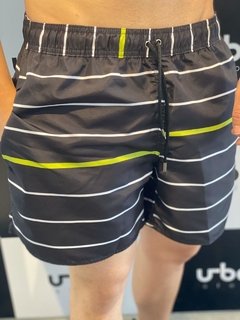 Shorts Moda Praia Level's Jeans - Preto C/ Neon Listrado na internet